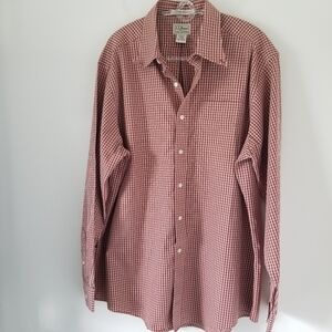 LL Bean Wrinkle Resist Size L Button Down Plaid Shirt Cotton Western Casual Work